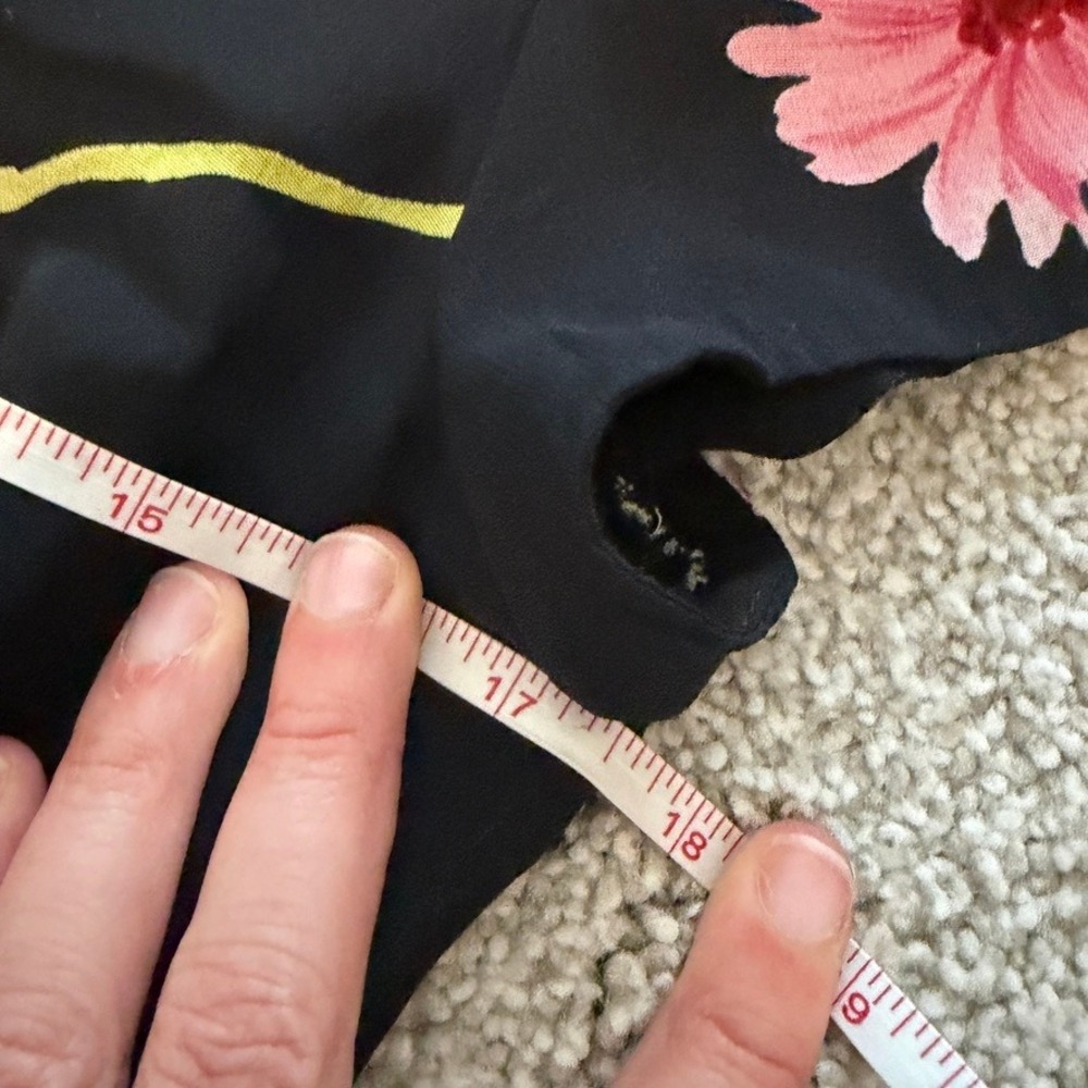 Vintage David Warren Petites Y2K 90s Dress Womens S Black Pink Floral Empire - Picture 5 of 8